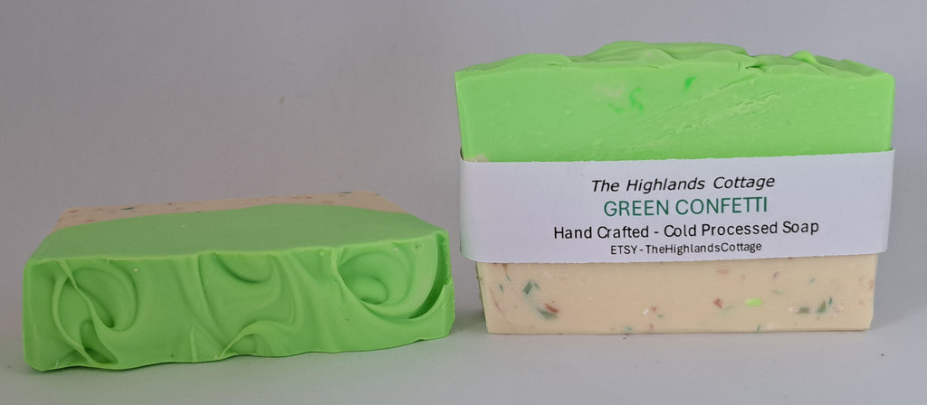 GREEN CONFETTI - Hand-made Cold-process Soap