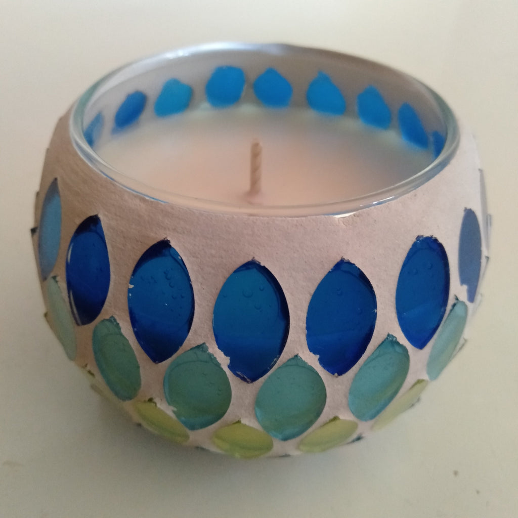 SMALL Mosaic Soy Candle - Blue