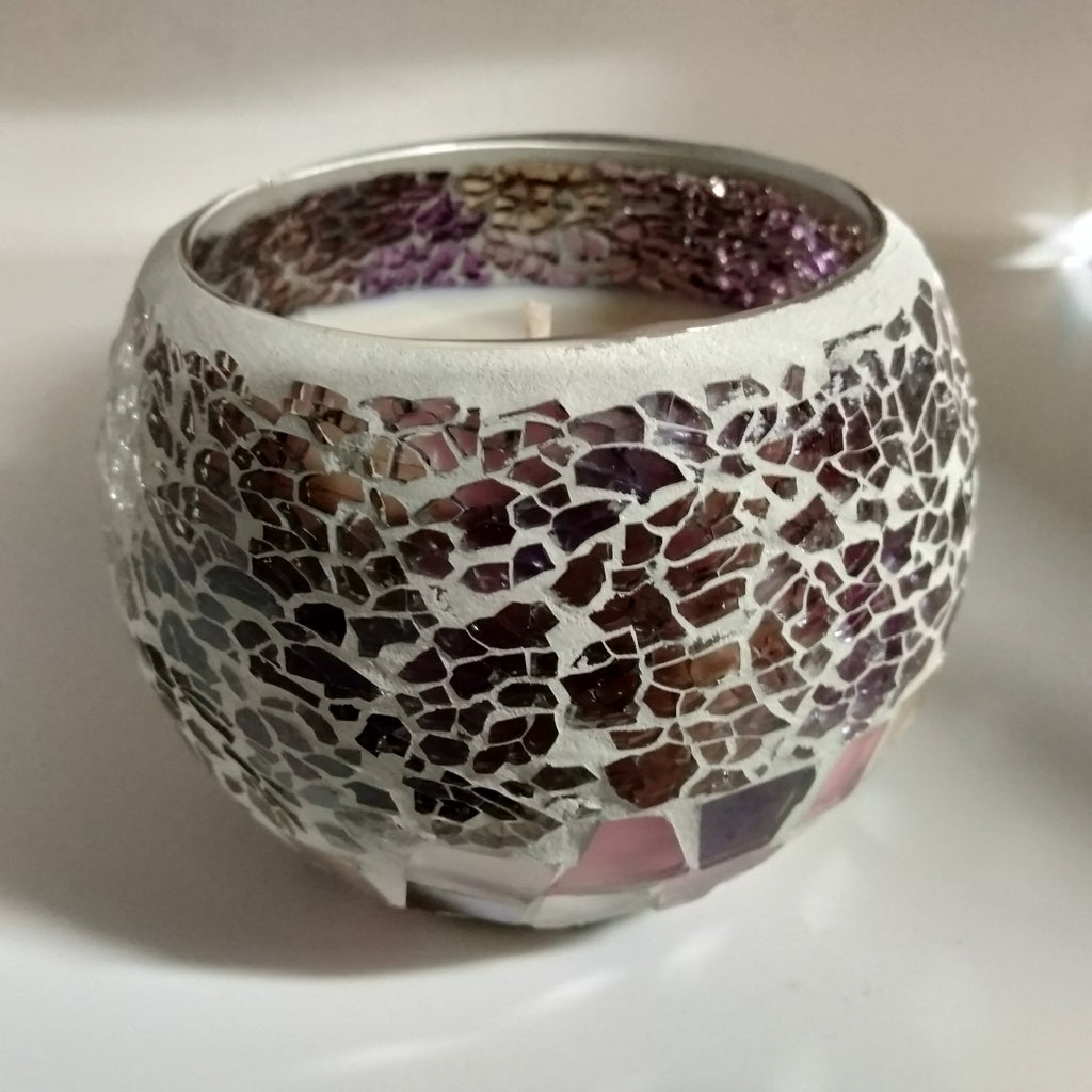 LARGE Mosaic Soy Candle - Purple