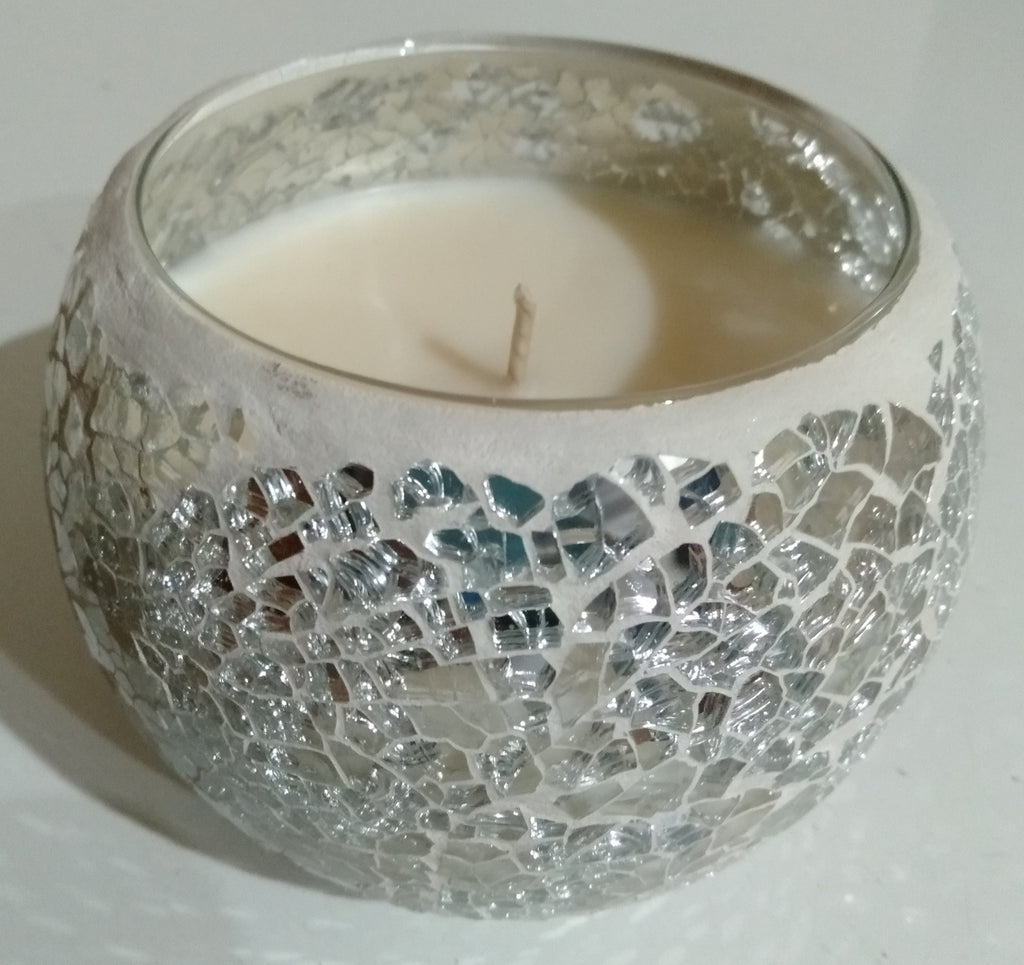 LARGE Mosaic Soy Candle - Silver